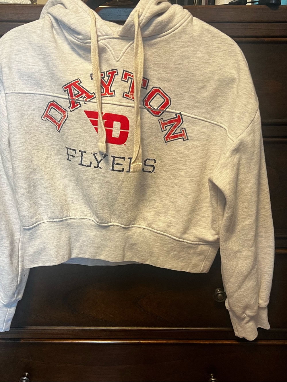 Russell Athletic Heather Gray Hoodie with Red and Black Graphics